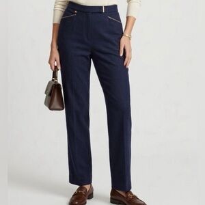 VINTAGE Leather Trim Lauren Ralph Lauren Navy Pants Size 10